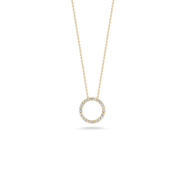 18K Yellow Gold X-Small Circle Pendant With Diamonds