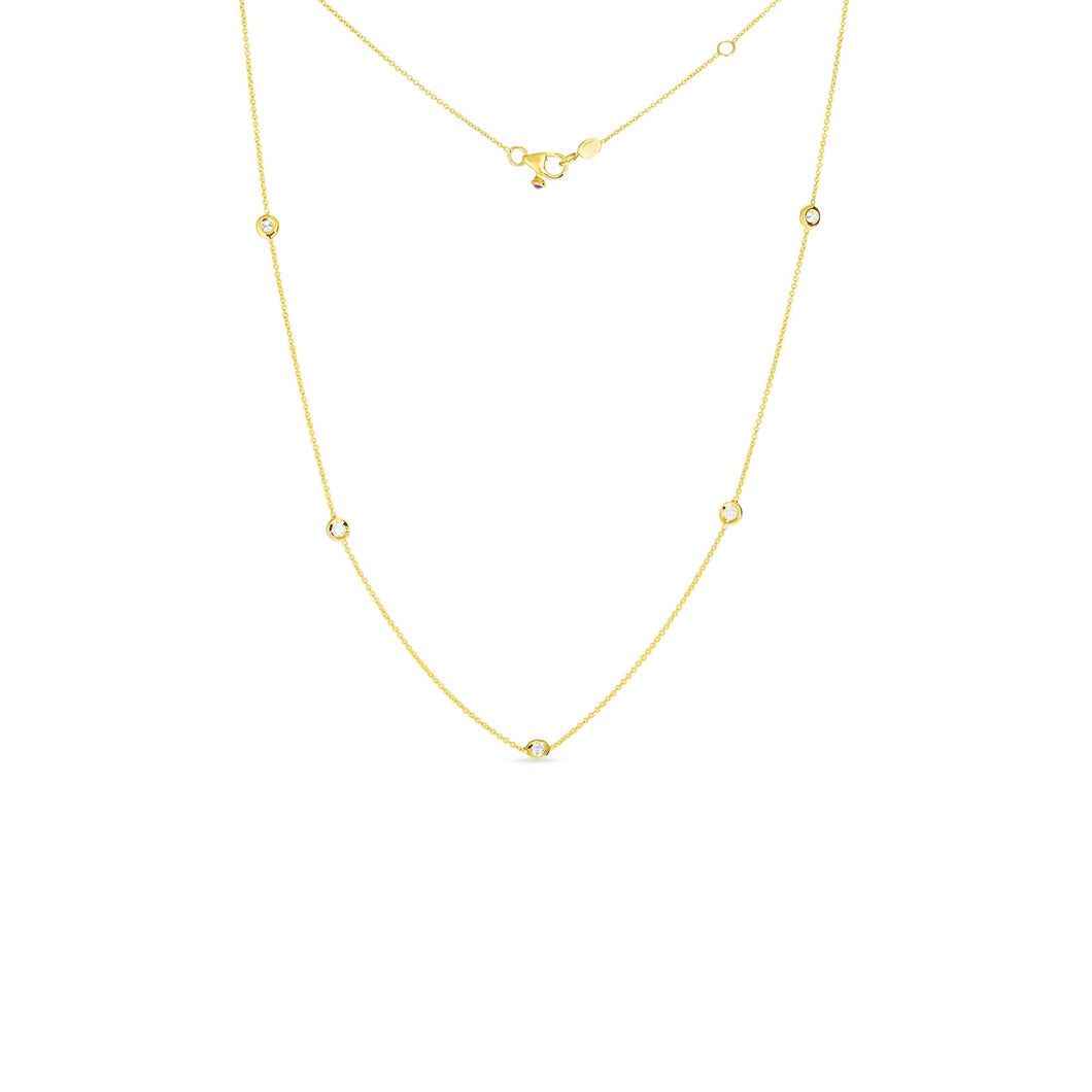 18K Yellow Gold With 5 Diamond Stations