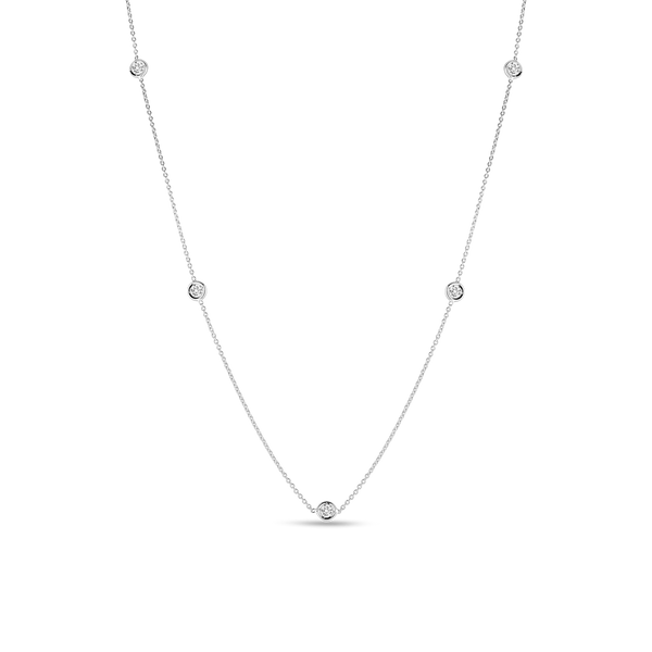 18K White Gold 5 Station Diamond Necklace