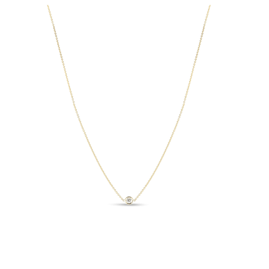 18K Yellow Gold Necklace With 1 Diamond Station