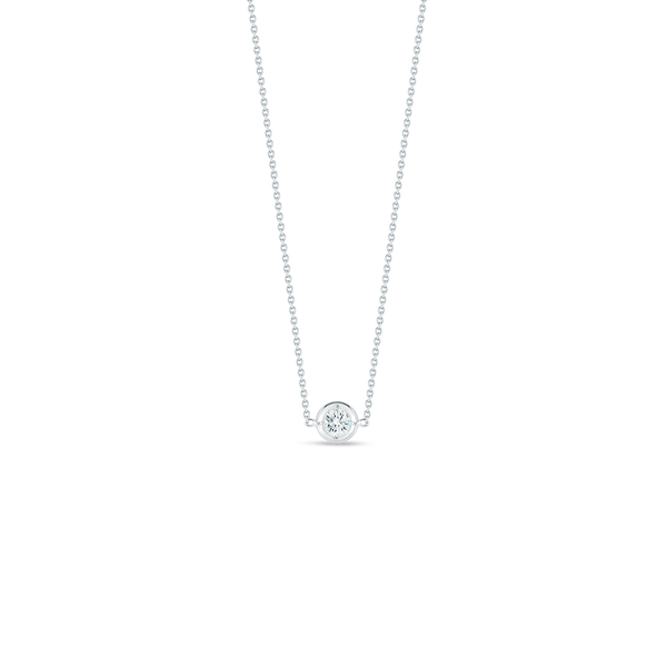 18K White Gold Single Station Diamond Necklace