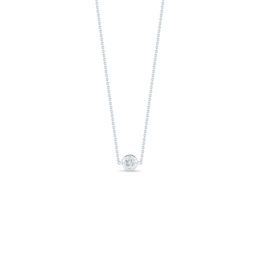 18K White Gold Single Station Diamond Necklace