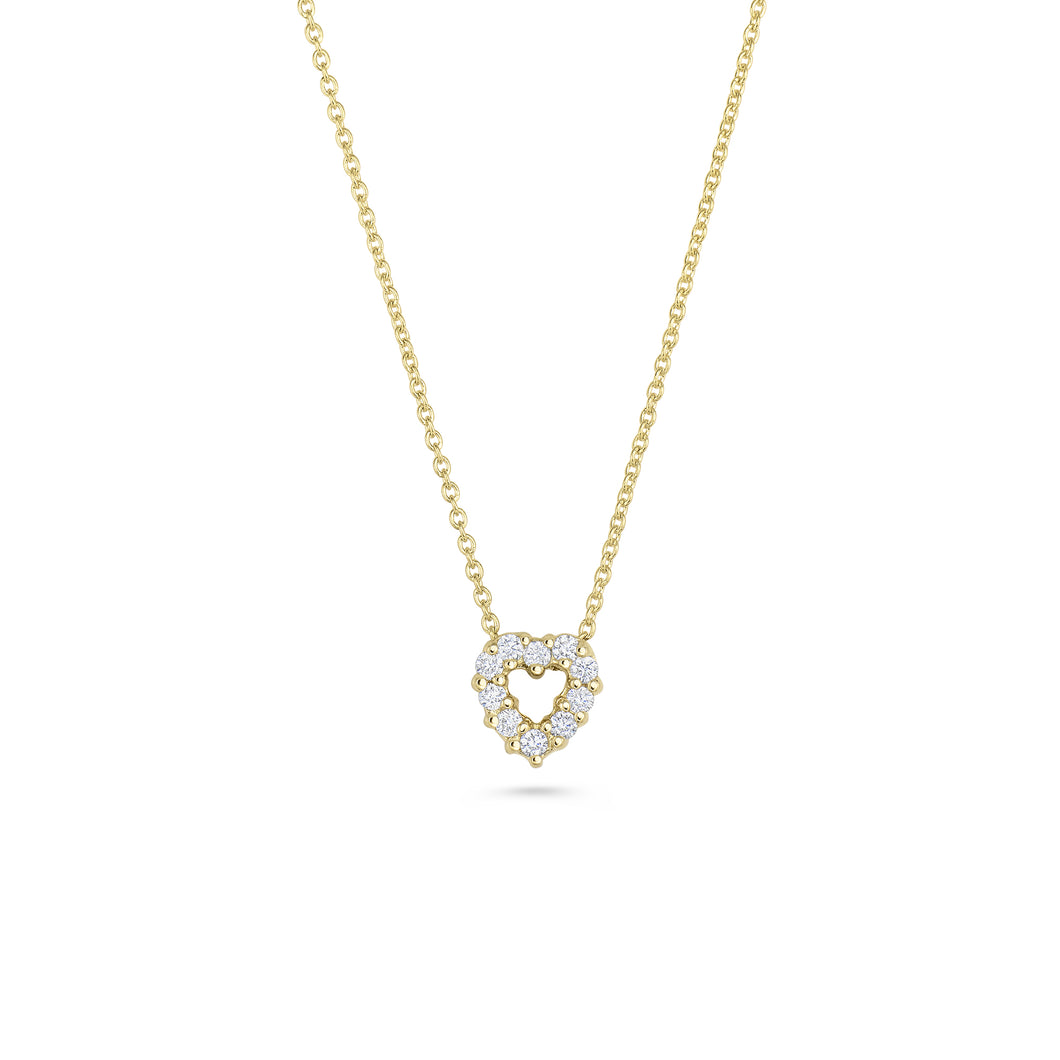 18K Yellow Heart Pendant With Diamonds