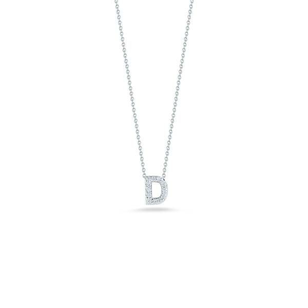 18K White Gold Love Letter D Pendant With Diamonds