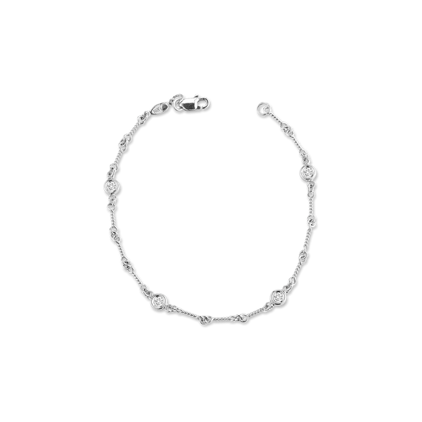 18K White Gold 4 Station Diamond Dog Bone Bracelet