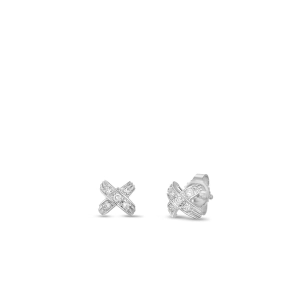 18K Yellow Gold x Pave Earrings