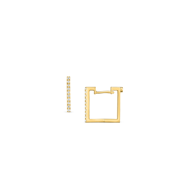 18K Yellow Gold Diamond Square Earrings