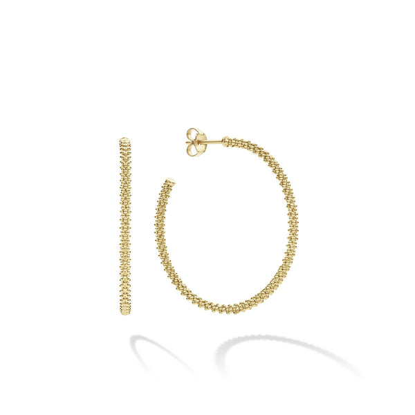 Caviar Gold Small 18K Gold Caviar Hoop Earrings 25mm