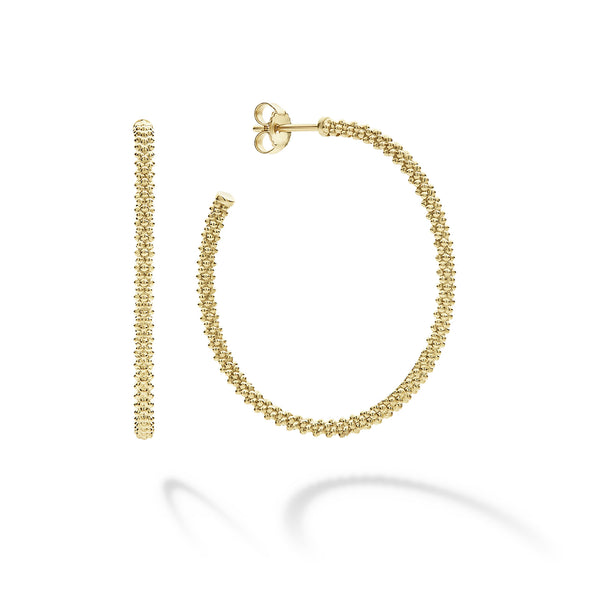 Caviar Gold 18K Gold Caviar Hoop Earrings 35mm