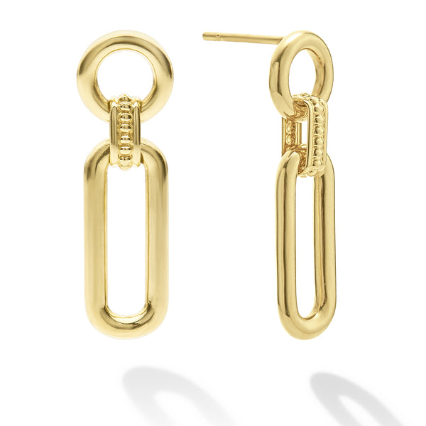 Signature Caviar 18K Gold Link Drop Earrings
