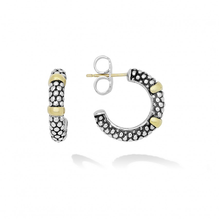 Caviar Forever Hoop Earrings with Gold Stations