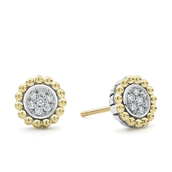 Caviar Lux Two Tone Caviar Diamond Stud Earrings