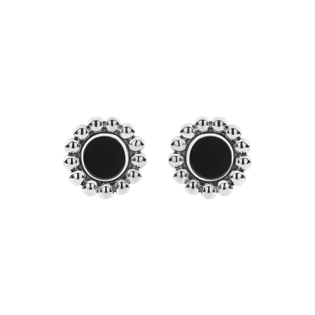 Maya Circle Stud Earrings Black Onyx