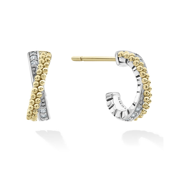 Caviar Lux Small Gold Caviar X Diamond Hoop Earrings