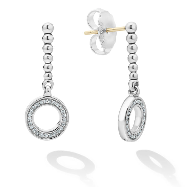Caviar Spark Diamond Circle Drop Earrings