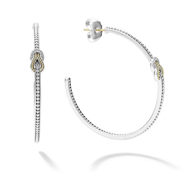 Newport Two Tone Knot Diamond Hoop Earring