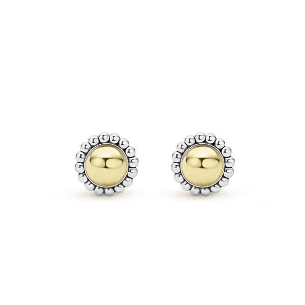 High Bar Gold Caviar Stud Earrings