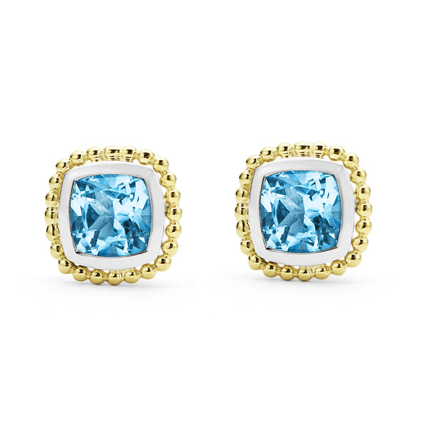 Caviar Color Swiss Blue Topaz Caviar Stud Earrings