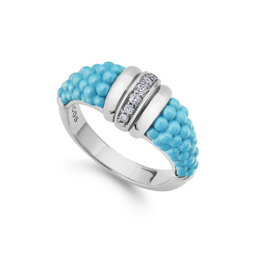 Blue Caviar Diamond Ring