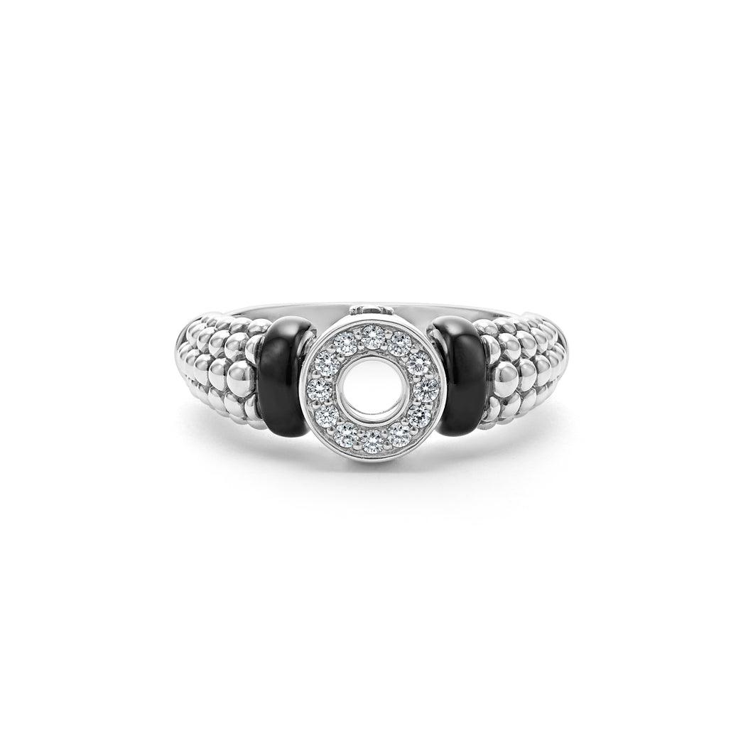 Black Caviar Ceramic and Diamond Circle Ring