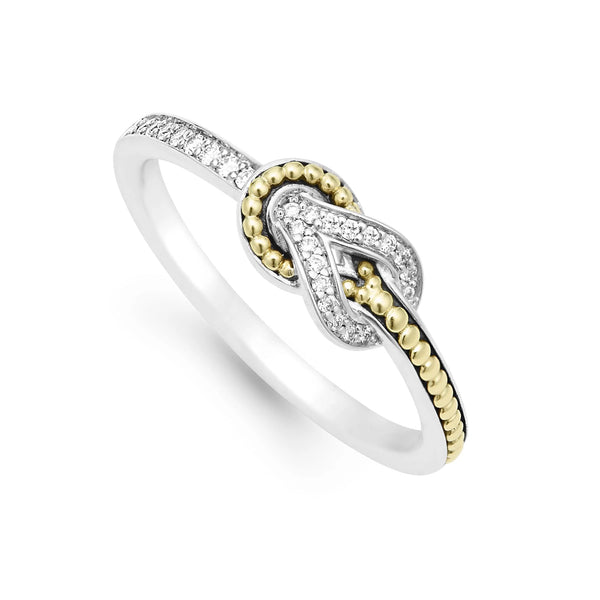Newport Petite Two Tone Knot Diamond Ring