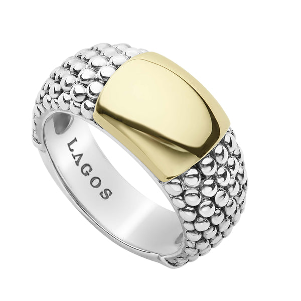 High Bar Gold Caviar Ring