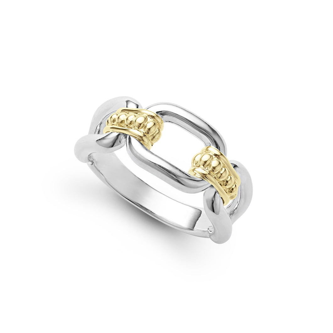 Signature Caviar Two Tone Link Ring