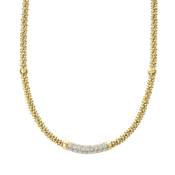 Gold Caviar Eight Gold Station Diamond Caviar Necklace