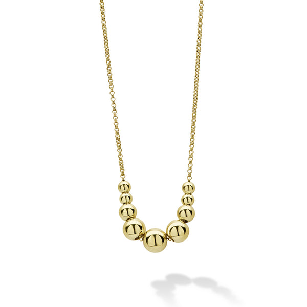 Caviar Gold 18k Gold Graduated Bead Necklace