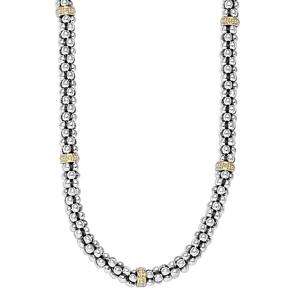 Signature Caviar Beaded Necklace with Gold