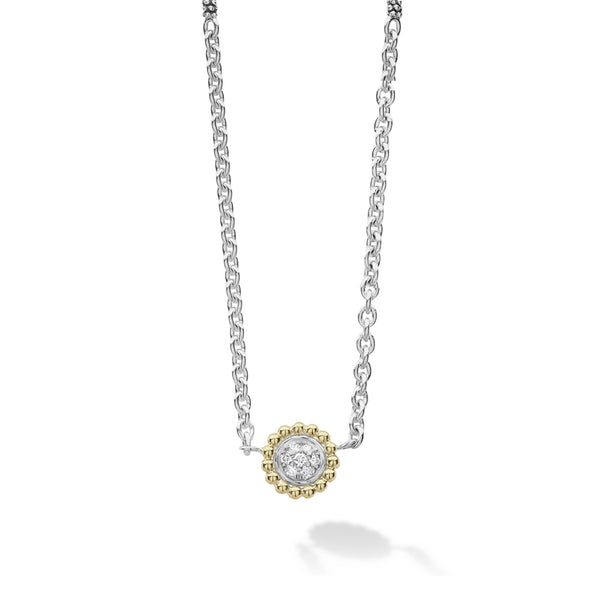 Caviar Lux Two Tone Diamond Pendant Necklace