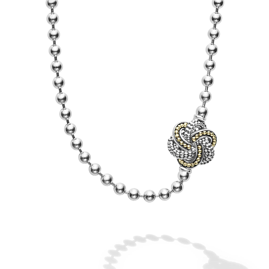 Love Knot Five Station Two Tone Love Knot Necklace