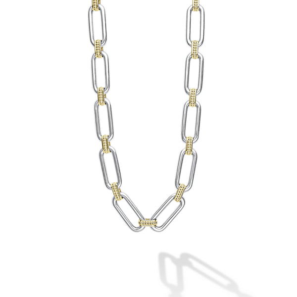 Signature Caviar Two Tone Link Necklace