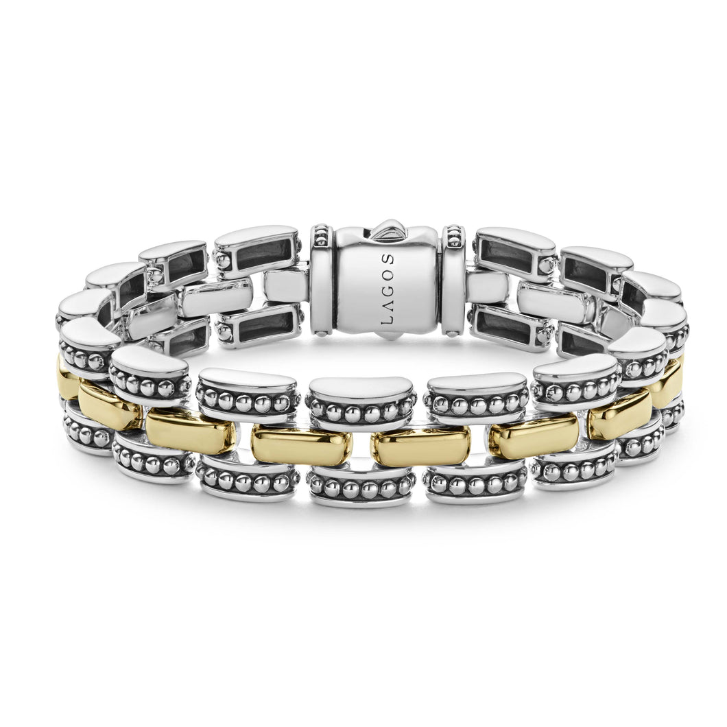 High Bar Gold Caviar Link Bracelet