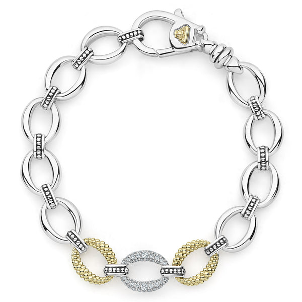 Caviar Lux Single Station Diamond Link Bracelet