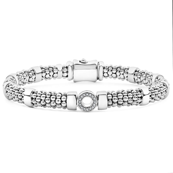 Caviar Spark Small Single Station Diamond Circle Caviar Bracelet