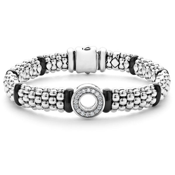 Black Caviar Ceramic and Diamond Circle Bracelet