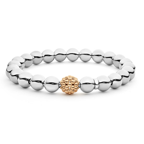 Signature Caviar Stretch Gold Bead Bracelet