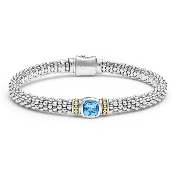 Caviar Color 6mm Swiss Blue Topaz Caviar Bracelet