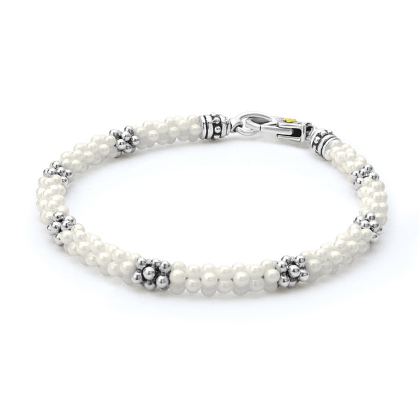 White Caviar Seven Silver Station Ceramic Bracelet