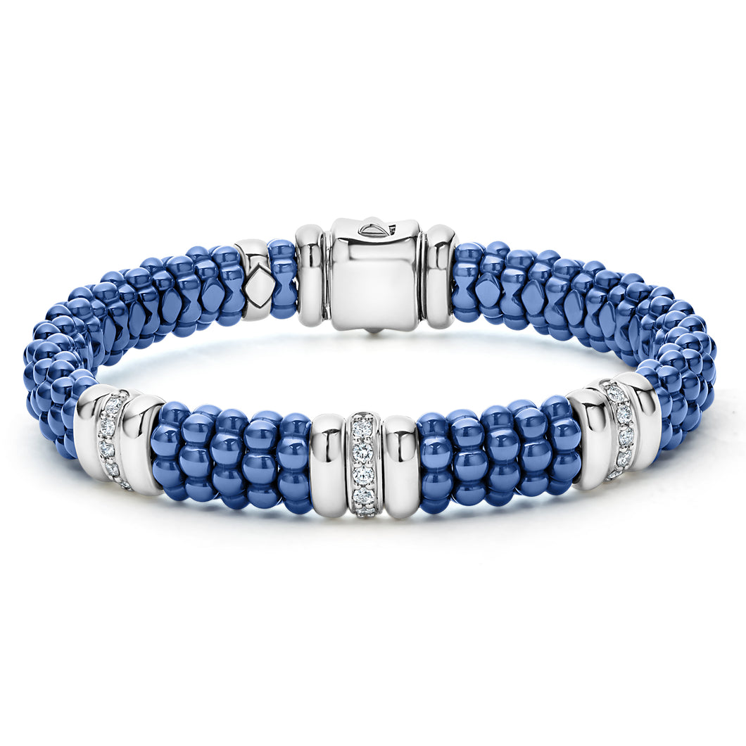 Blue Caviar Three Station Ceramic Diamond Bracelet