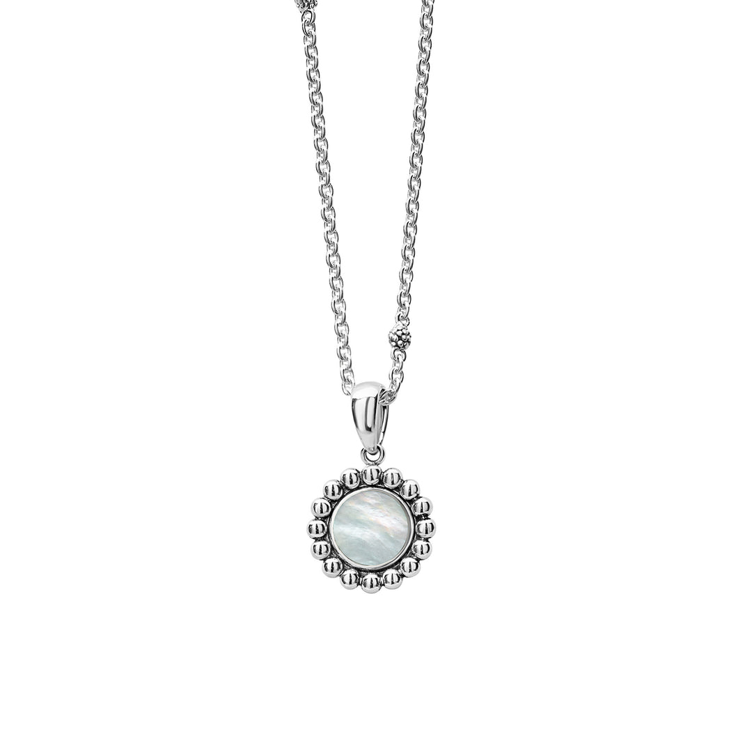 Maya Gemstone Pendant Necklace White Mother of Pearl