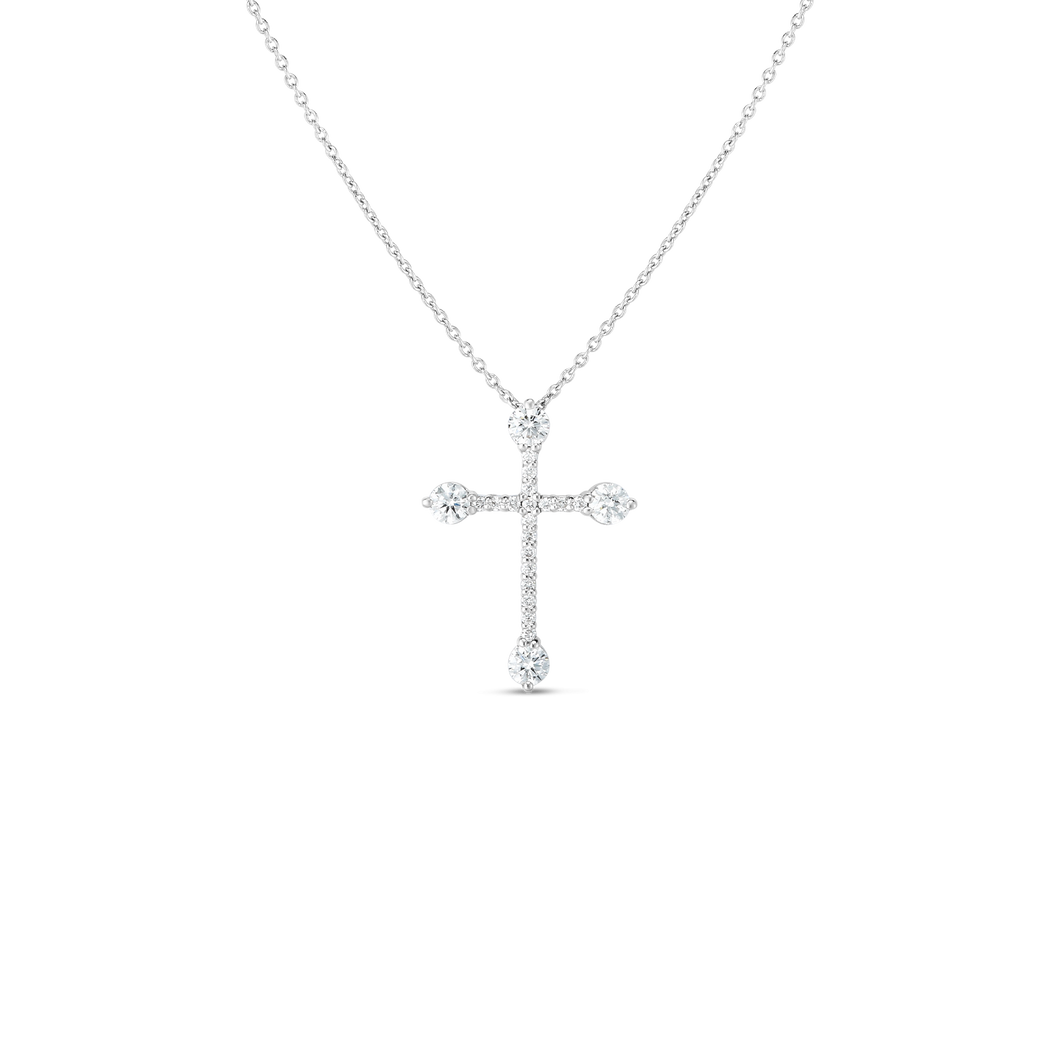 18K White Gold Diamond Cross