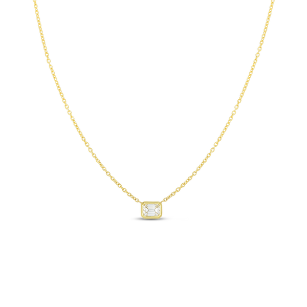 18K Yellow Gold Emerald Cut Diamond Necklace