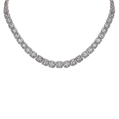 Princess Cut Diamond Necklace 18k White Gold (6.16 ct. tw.)