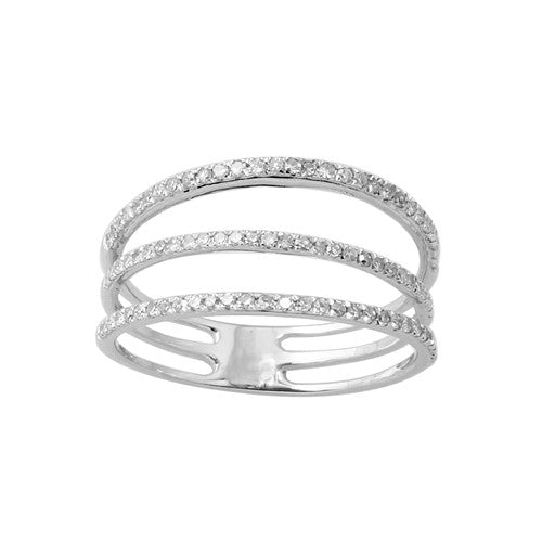 Three Row Diamond Band 14k White Gold