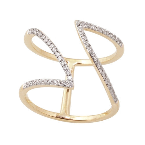 14K Gold 0.17CTW Free Form Diamond Ring