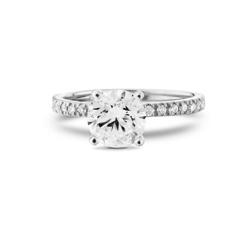 White Gold Lab Grown Diamond Engagement Ring with Side Diamonds Side View