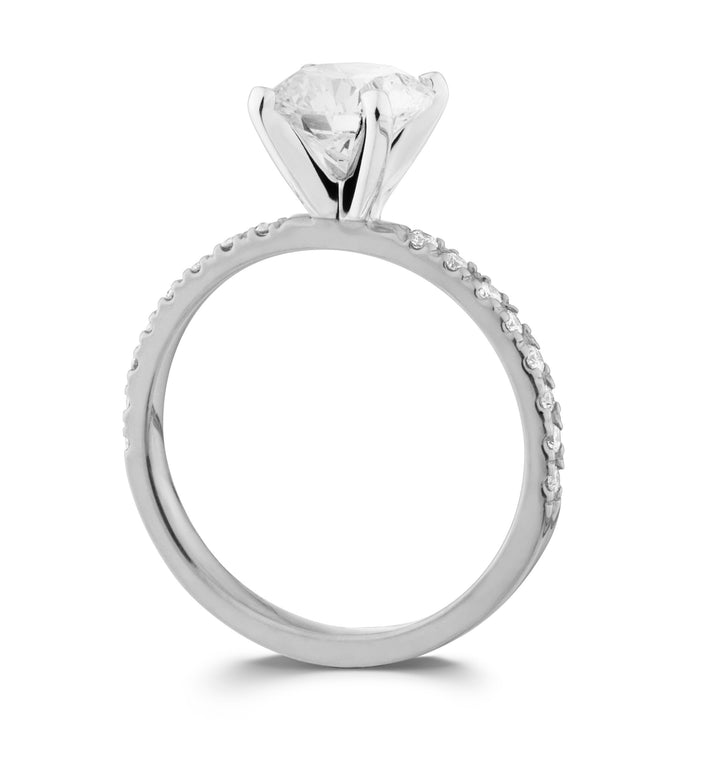 White Gold Lab Grown Diamond Engagement Ring with Side Diamonds on Side