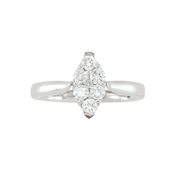 14KW MARQUISE DIAMOND CLUSTER RING